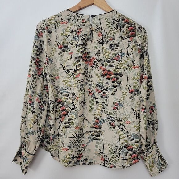 Zara Basics Japanese Style Print Long Sleeve Blouse - Picture 8 of 12